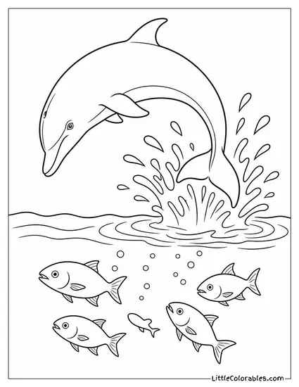 Bottlenose Dolphin Tail Slapping to Stun Fish Below Coloring Page