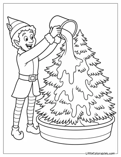 Buddy the Elf Drowning a Tree in Syrup Coloring Page