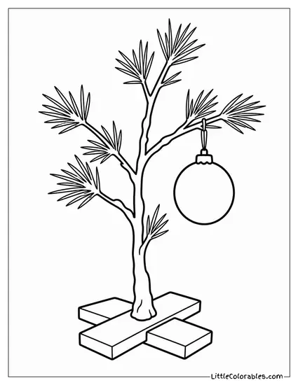 Charlie Brown Sparse Christmas Tree One Ornament Coloring Page