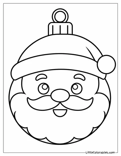 Chibi Ornament Shaped Like a Round Santa Face Coloring Page