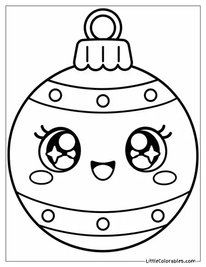 Chibi Ornament with Big Sparkly Eyes and Blush Coloring Page