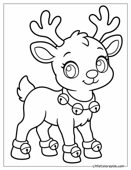 Chibi Reindeer Wearing Tiny Jingle Bell Shoes Coloring Page
