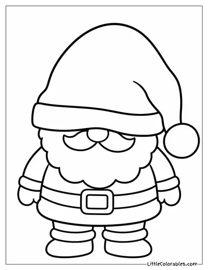 Chibi Santa with His Oversized Hat Flopped Completely Over His Face Coloring Page