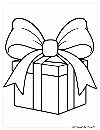 Christmas Gift Bow Bigger Than the Box Coloring Page