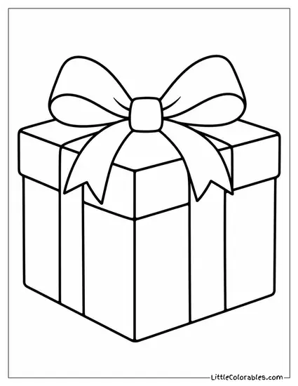 Christmas Gift in Kraft Paper with Red Bow Coloring Page