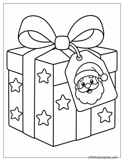 Christmas Gift Signed by Santa on the Tag Coloring Page