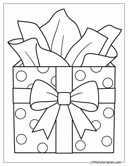 Christmas Gift Tissue Paper Spilling Out the Top Coloring Page