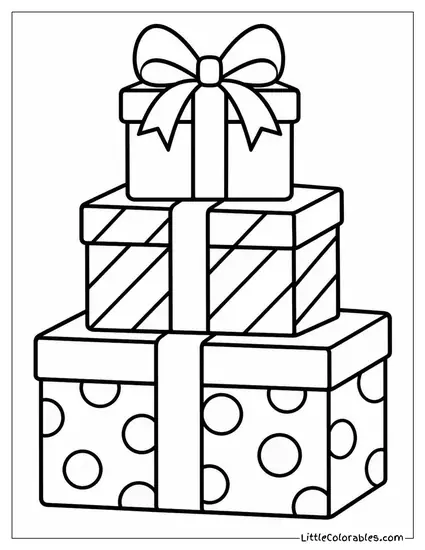 Christmas Gift Tower Smallest Box on Top Coloring Page