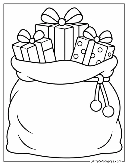 Christmas Present in a Giant Sack Coloring Page