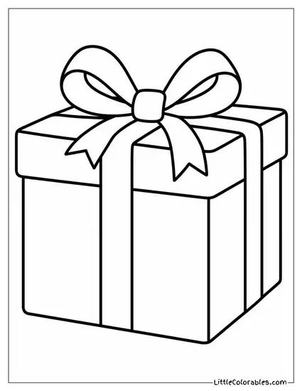Christmas Present in Wine Red Gold Trim Coloring Page