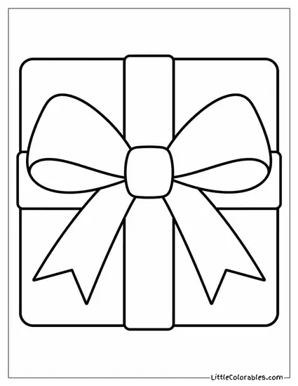 Christmas Present Viewed from Above Showing the Bow Coloring Page