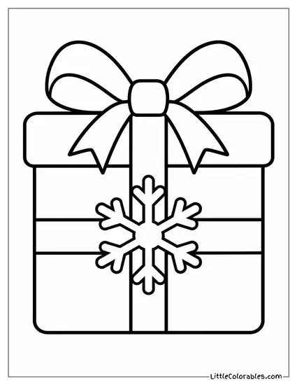 Christmas Present with a Snowflake on the Wrapping Coloring Page