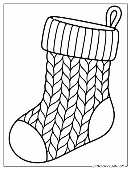 Christmas Stocking Close-Up Showing Knitted Texture Detail Coloring Page