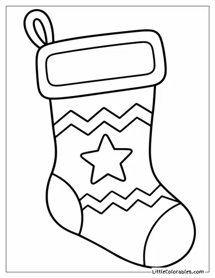 Christmas Stocking with a Name on the Cuff Coloring Page