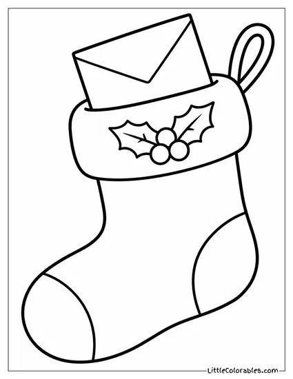 Christmas Stocking with a Santa Letter Inside Coloring Page