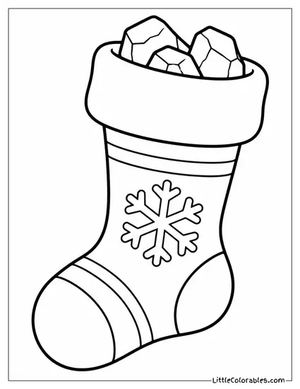 Christmas Stocking with Coal Visible Inside It Coloring Page