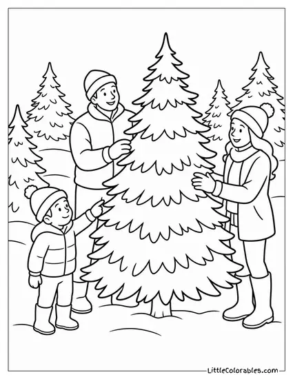 Christmas Tree Farm One Tree Being Chosen Coloring Page