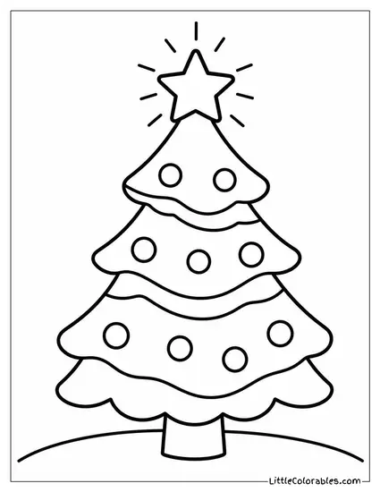 Christmas Tree Topped with a Glowing Star Coloring Page