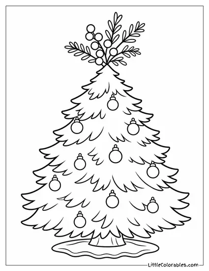 Christmas Tree with a Berry and Branch Topper Coloring Page