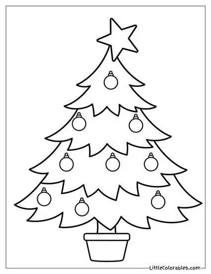 Christmas Tree with a Lopsided Star on Top Coloring Page