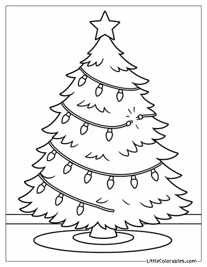 Christmas Tree with One Broken Strand of Lights Coloring Page