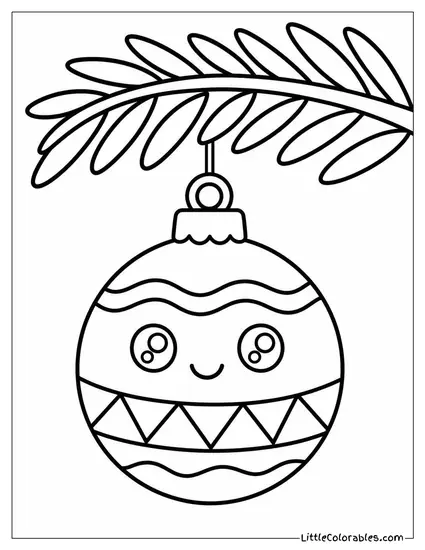 Close-Up Ornament Hanging from a Single Branch Coloring Page