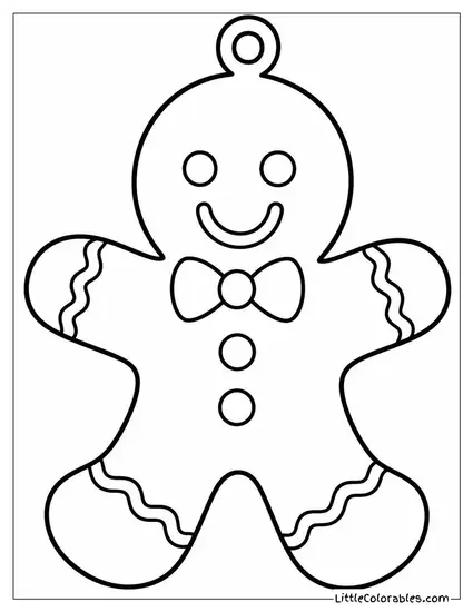 Close-Up Ornament Showing a Painted Gingerbread Man Coloring Page