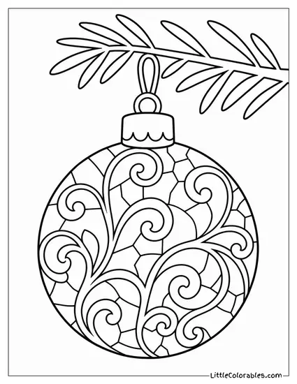 Crackled Glass Ornament with Intricate Swirl Patterns Coloring Page