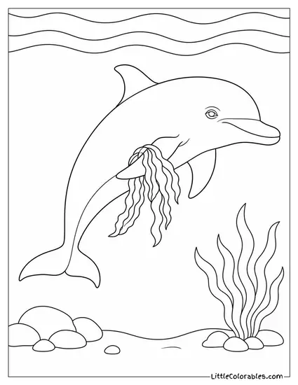 Dolphin Carrying Seaweed on Its Fin Coloring Page