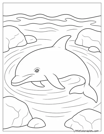 Dolphin Resting in a Slow Mill at Midday Coloring Page