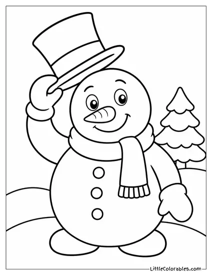Frosty the Snowman Tipping His Magic Hat Coloring Page