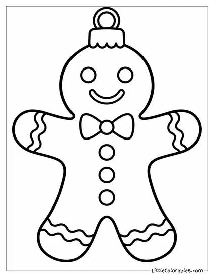 Gingerbread Man Decorated with Red and Green Icing Coloring Page