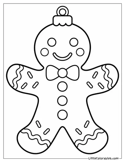 Gingerbread Man Decorated with Sprinkles and Icing Coloring Page