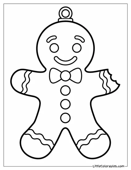 Gingerbread Man Missing a Bite from His Arm Coloring Page
