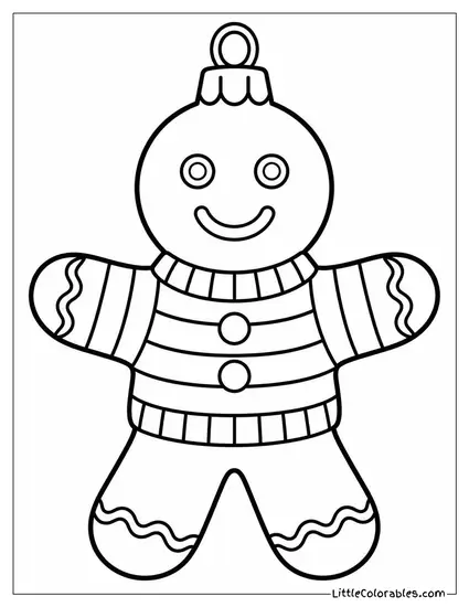 Gingerbread Man Wearing a Striped Icing Sweater Coloring Page