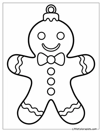 Gingerbread Man Wearing an Icing Bow Tie Coloring Page