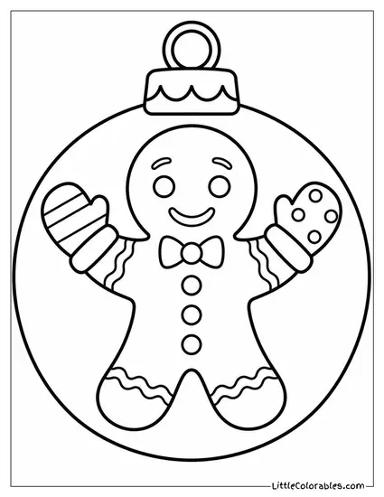 Gingerbread Man Wearing Mismatched Icing Mittens Coloring Page