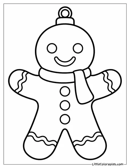 Gingerbread Man with a Red Icing Scarf Coloring Page