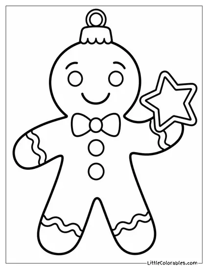 Gingerbread Man with a Star Shaped Cookie Cutter Coloring Page