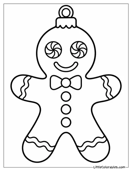 Gingerbread Man with Candy Button Eyes Coloring Page