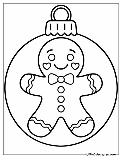 Gingerbread Man with Icing Hearts on His Cheeks Coloring Page