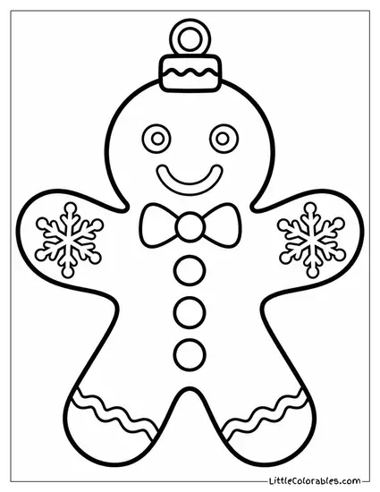 Gingerbread Man with Icing Snowflakes on His Arms Coloring Page