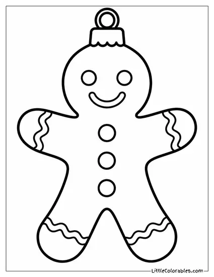 Gingerbread Man with White Icing Buttons Coloring Page