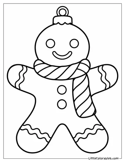 Gingerbread Man Wrapped in a Licorice Scarf Coloring Page