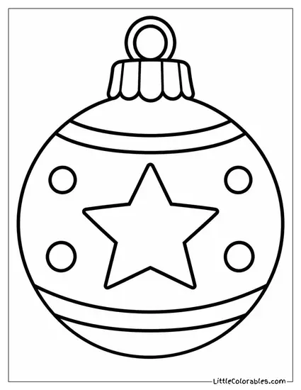 Glass Christmas Ornament with a Hand Painted Star Coloring Page