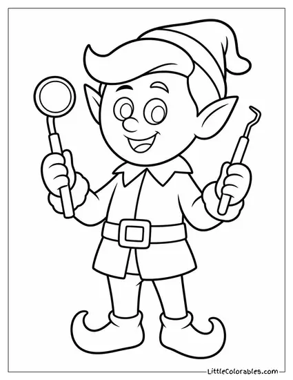 Hermey from Rudolph Alone with His Dentist Tools Coloring Page