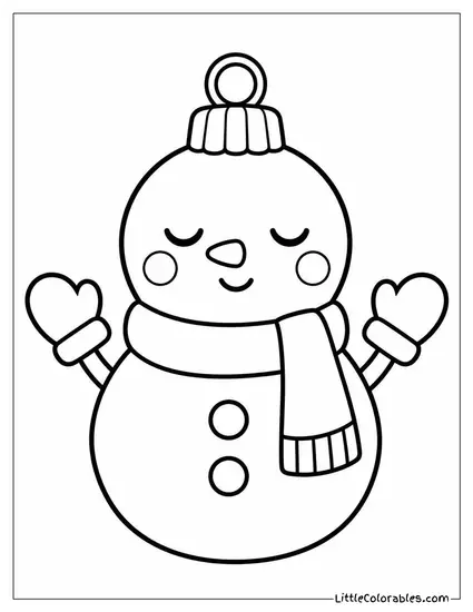 Kawaii Ornament Shaped Like a Sleepy Snowman Coloring Page