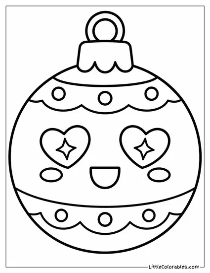 Kawaii Ornament with Sparkly Heart Shaped Eyes Coloring Page