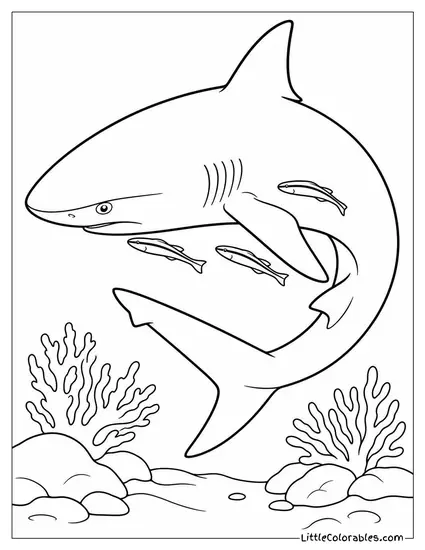 Lemon Shark Turning Tightly at a Cleaning Station Coloring Page
