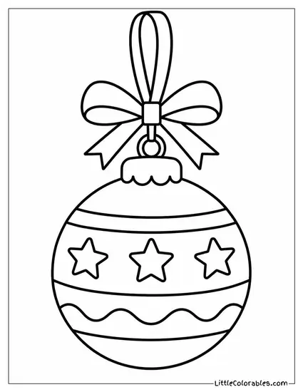 Ornament Hanging from a Red Ribbon Loop Coloring Page